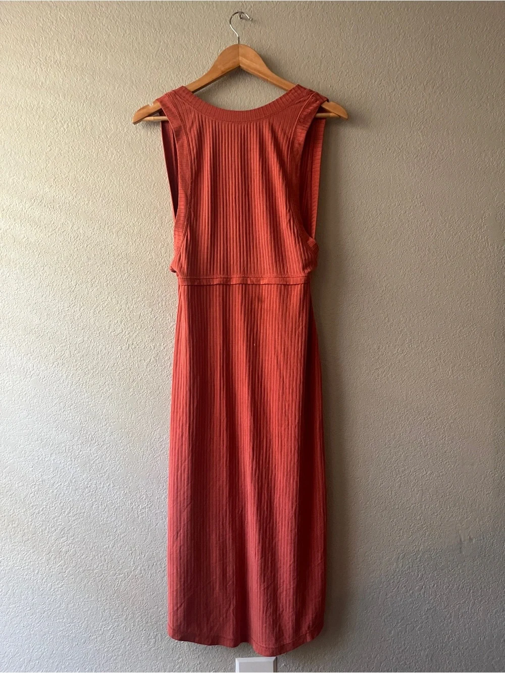 Free People Ribbed Rust Maxi Wrap Dress XS